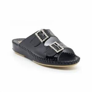 NEW LAPLUME women's jen slide in black patent